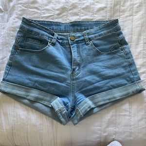 Light blue cuffed shorts